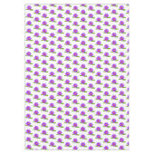 白背景の紫のハスの花とスイレンボク テーブルクロス (正面)