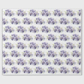 白背景の紫色のアイリス花束 ラッピングペーパー (フラット)