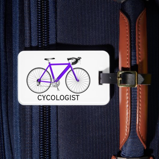 白背景の紫色の自転車 ラゲッジタグ (正面インサイチュ4)