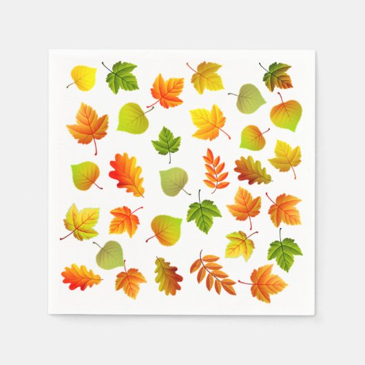 白背景の美しい紅葉 スタンダードカクテルナプキン (正面)