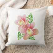 白背景の美しい蘭の花 クッション (ブランケット)