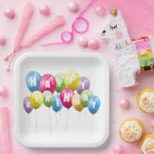 白背景の誕生日パーティーバルーン ペーパープレート (パーティー)