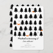 白背景の野生の森の列 招待状 (正面/裏面)