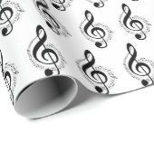 白背景の音楽のト音記号 ラッピングペーパー (ロールコーナー)