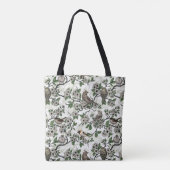 白背景の鳥と桜 トートバッグ (裏面)
