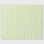 白背景の黄色いレモンと緑の葉 ラッピングペーパー (フラット)