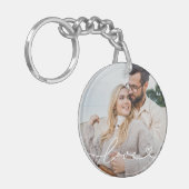 白脚本の愛とハートカスタム写真 キーホルダー (正面左)