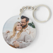 白脚本の愛とハートカスタム写真 キーホルダー (裏面)