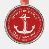 白航海のいかりファミリー名クリスマス メタルオーナメント (正面)