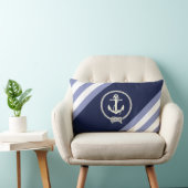白航海のいかり/ネイビー結び目/ネイビー/ブルーストライプ2 ランバークッション (椅子)