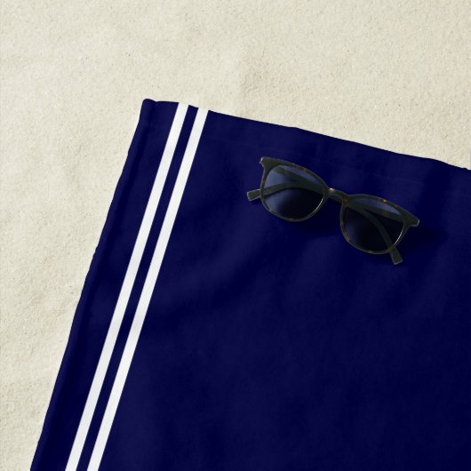 白航海のいかり、名前と行ネイビーブルー ビーチタオル (インサイチュ)