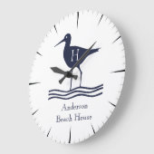 白航海のいサンドパイプネービーブルーコースタルモノグラム ラージ壁時計 (傾斜)