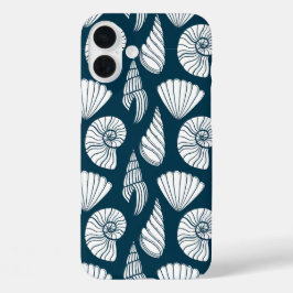 白航海のと海軍の貝殻模様 iPhone 16 PLUSケース