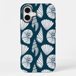 白航海のと海軍の貝殻模様 iPhone 16 PLUSケース