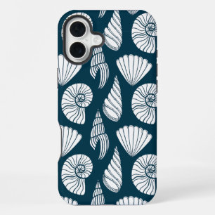 白航海のと海軍の貝殻模様 iPhone 16 PLUSケース