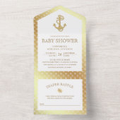 白航海のと金ゴールドのいかりベビーシャワー オールインワン招待状 (内側)
