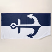 白航海のと青のいかり{色を選択} ビーチタオル (正面)