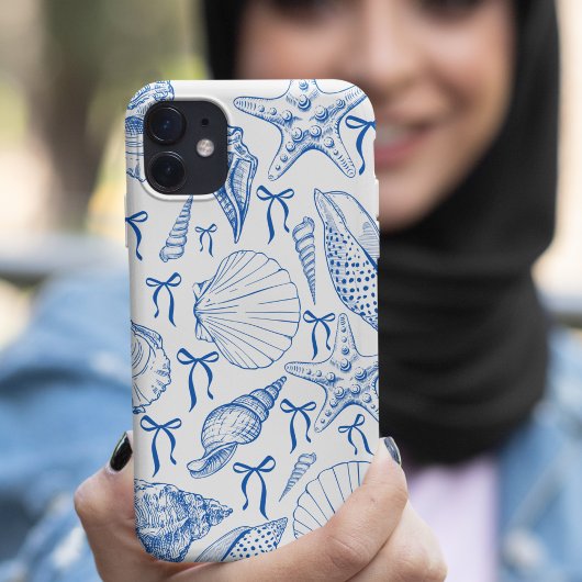 白航海のと黒の貝殻の模様 Case-Mate iPhoneケース