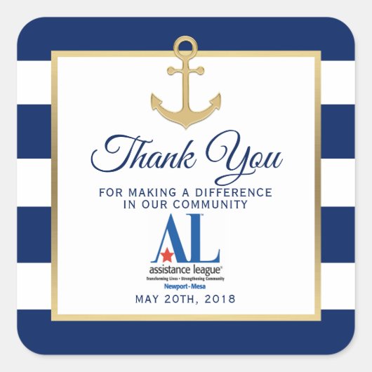 白航海のネイビーブルーストライプパーティーイベント スクエアシール (正面)