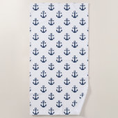 白航海の地の紺色のいかり ビーチタオル (正面)