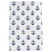 白航海の地の紺色のいかり ミディアムペーパーバッグ (裏面)