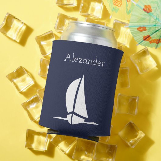 白航海の帆船海軍ブルー海岸 缶クーラー (インサイチュ 夏)