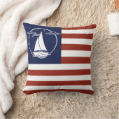 白航海の帆船/アメリカ国旗ストライプ用 クッション (ブランケット)