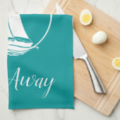 白航海の帆船/帆/シルエ遠くにット キッチンタオル (四つ折り)