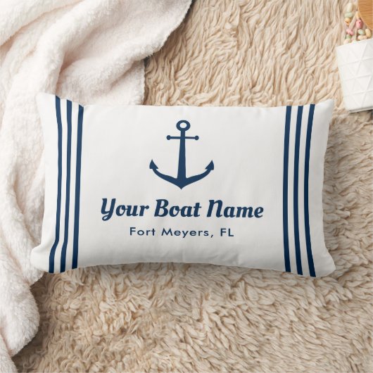 白航海の海軍のカスタムボート名 ランバークッション (ブランケット)