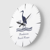 白航海の海軍ブルーヘロン沿岸モノグラム ラージ壁時計 (傾斜)