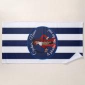 白航海の青の少年の海賊 ビーチタオル (正面)