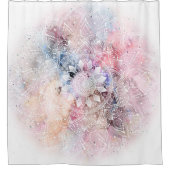 白色お洒落曼荼羅デザイン シャワーカーテン (正面)