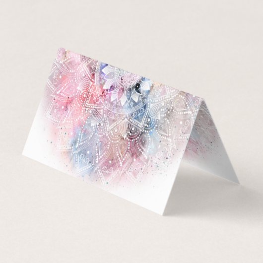 白色お洒落曼荼羅デザイン 名刺 (裏面)