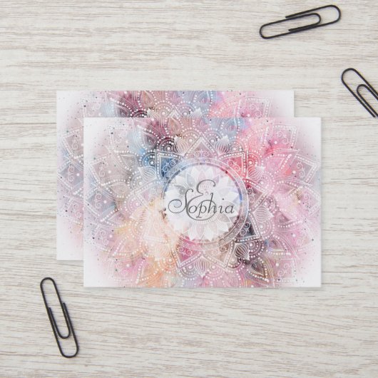 白色お洒落曼荼羅デザイン 名刺 (正面/裏面インサイチュ)