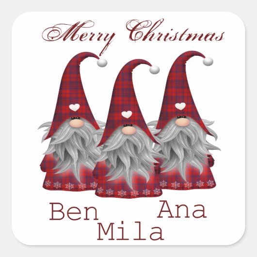 白色と赤の格言 スクエアシール (正面)