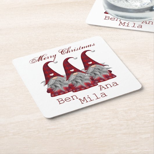 白色と赤の格言 スクエアペーパーコースター (アングル)