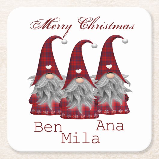 白色と赤の格言 スクエアペーパーコースター (正面)