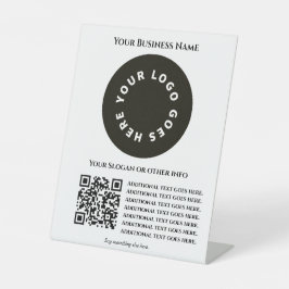 白色とQRコード独自の文字とロゴを追加 台座サイン