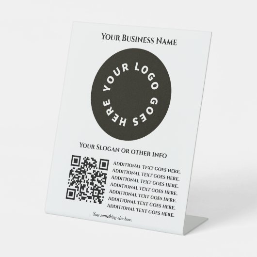 白色とQRコード独自の文字とロゴを追加 台座サイン (正面)