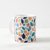 白色に熱帯の離れ植物柄 コーヒーマグカップ (正面左)