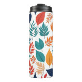 白色に熱帯の離れ植物柄 タンブラー (正面)