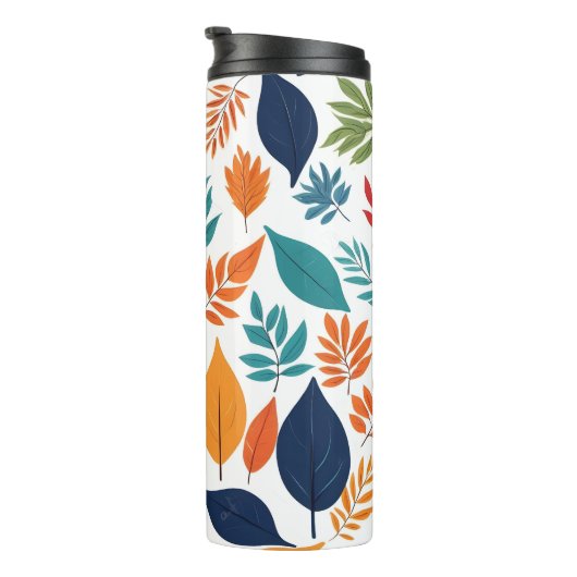 白色に熱帯の離れ植物柄 タンブラー (回転右)