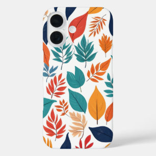 白色に熱帯の離れ植物柄 iPhone 16ケース