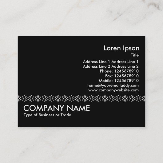 白色のアスタリスク線(アウトライン) – 黒 名刺 (正面)