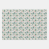 白色のクリスマスツリーの水彩 ラッピングペーパーシート (正面3)