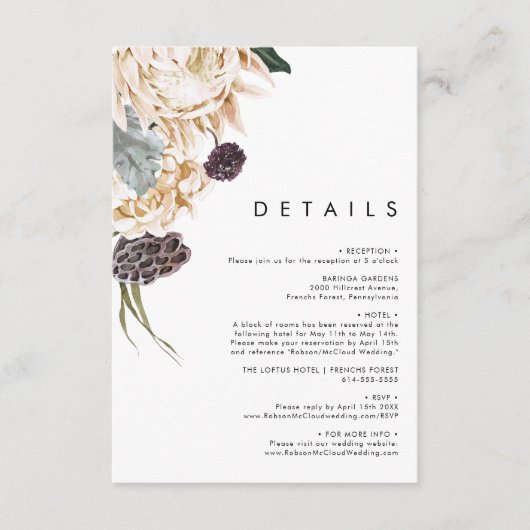 白色のフローラ詳細エンクロージャカード エンクロージャーカード (正面)