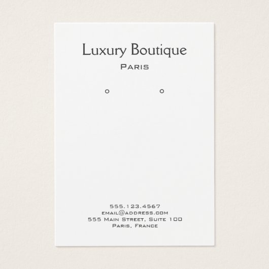 白色のミニマルジュエリーイヤリングディスプレイ (正面)