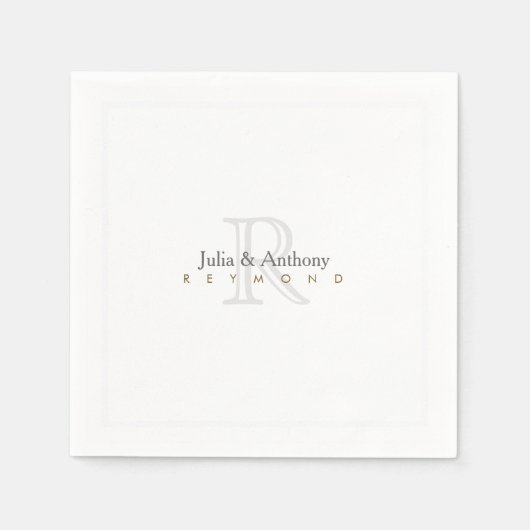 白色のモノグラム(名前/イニシャル) スタンダードカクテルナプキン (正面)