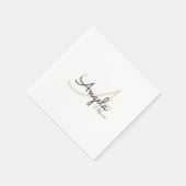 白色のモノグラム(名前+イニシャル) スタンダードカクテルナプキン (角)