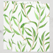 白色のユーカリ水彩模様 (正面/裏面)